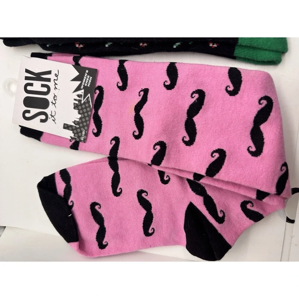 Novelty Socks Lot Mustache Candy Cane Vodka Shots Lemon Fun Crew Ankle Socks